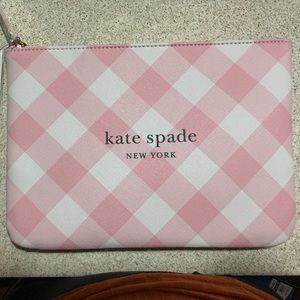 KATE SPADE Pink Gingham Large Cosmetic Bag!